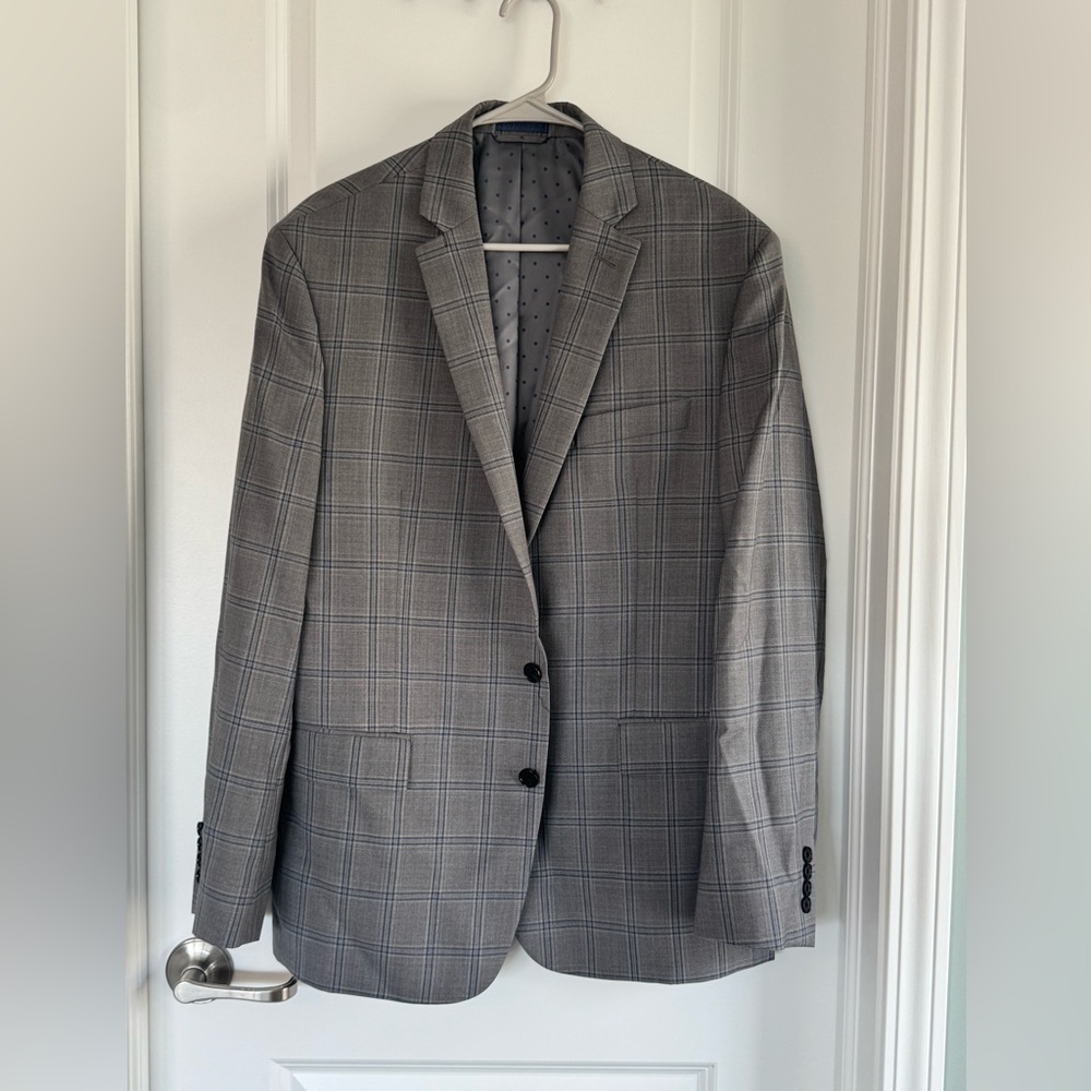 Ryan Seacrest Distinction Charcoal Checkered Blazer Jacket size 44 regular